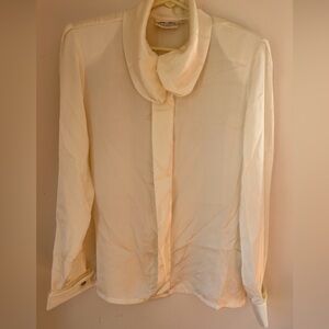 Susan Bristol Elegant Cream Blouse, pleated skirt and hand embroidered cardigan